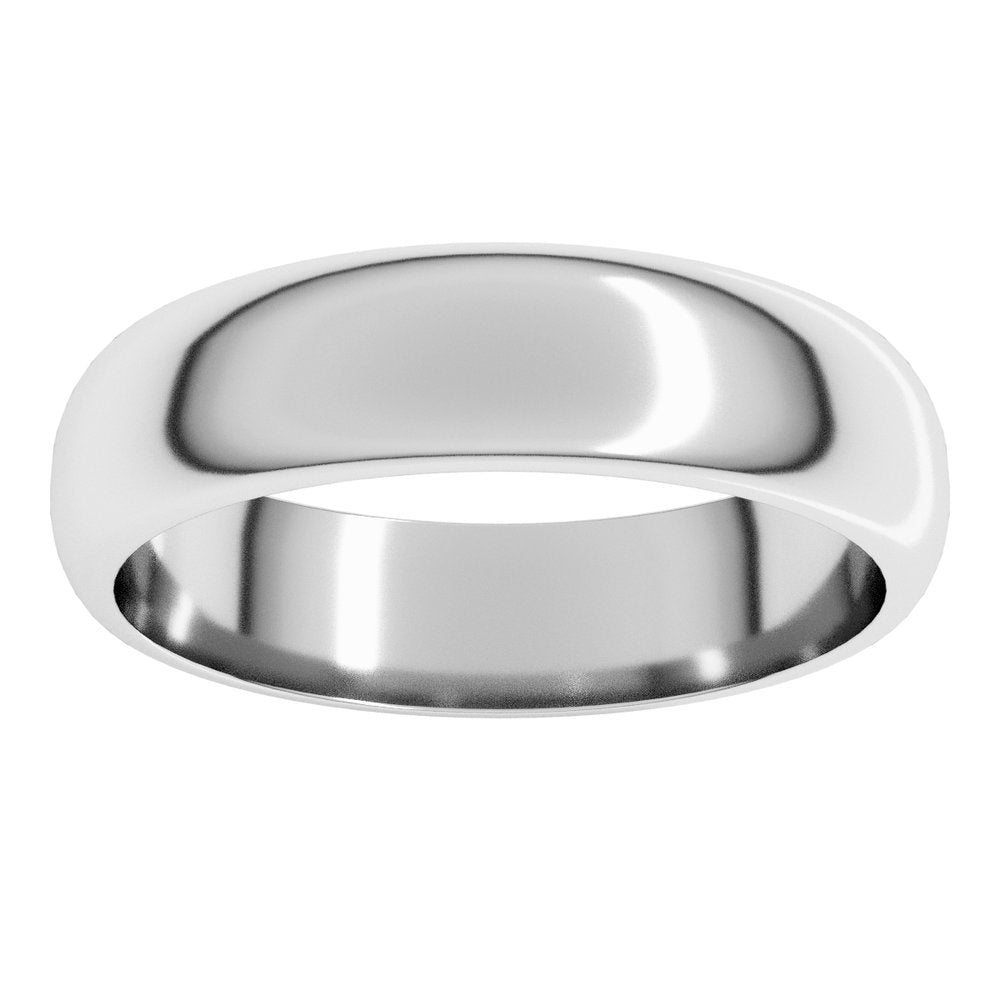 18K White 5 mm Half Round Band