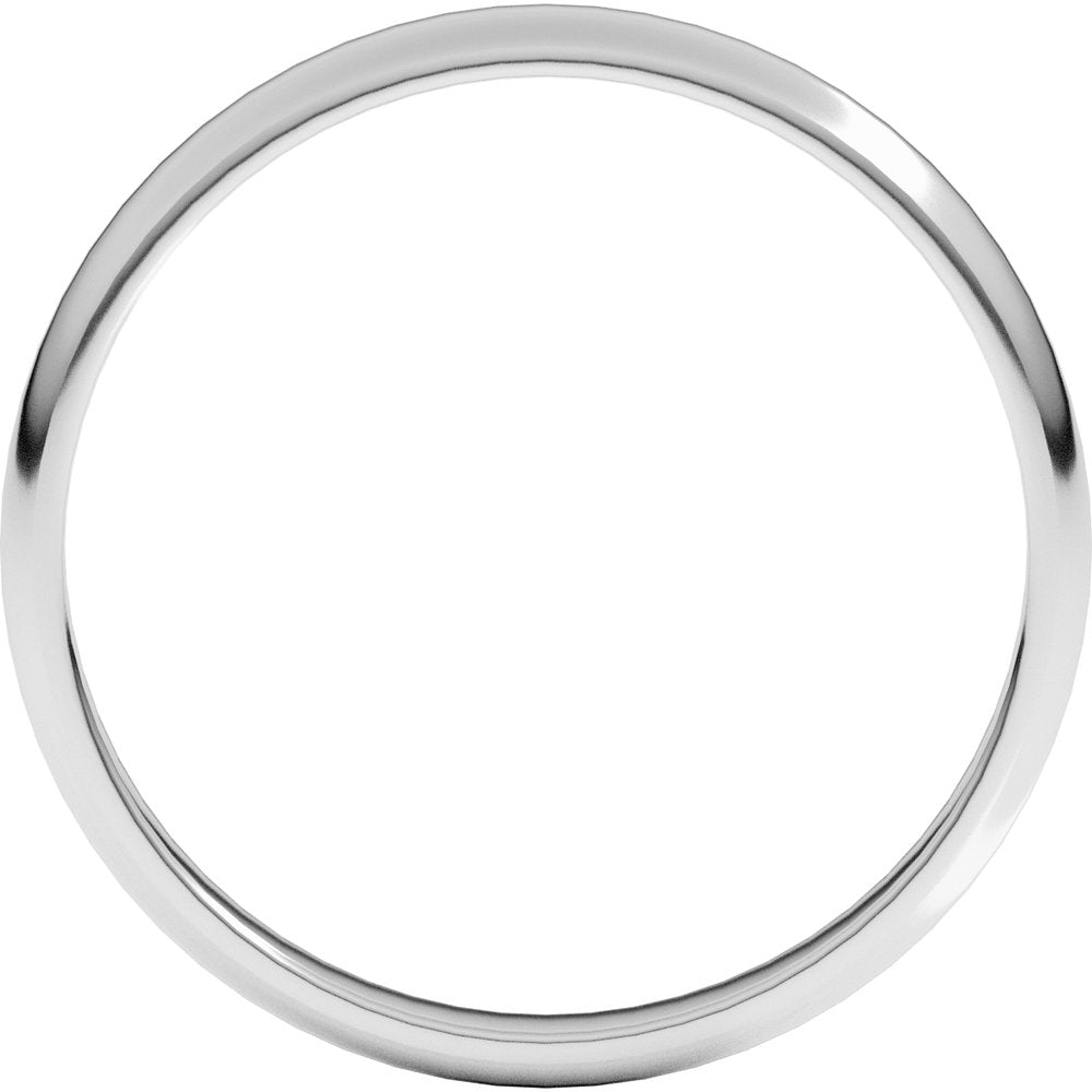 10K White 2.5 mm Half Round Light Band Size 7