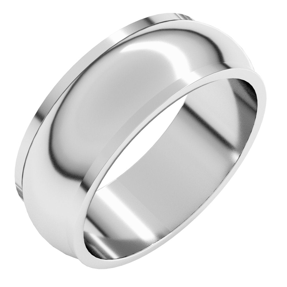 14K White Gold 7 mm Stepped-Edge Half Round Band Size 11