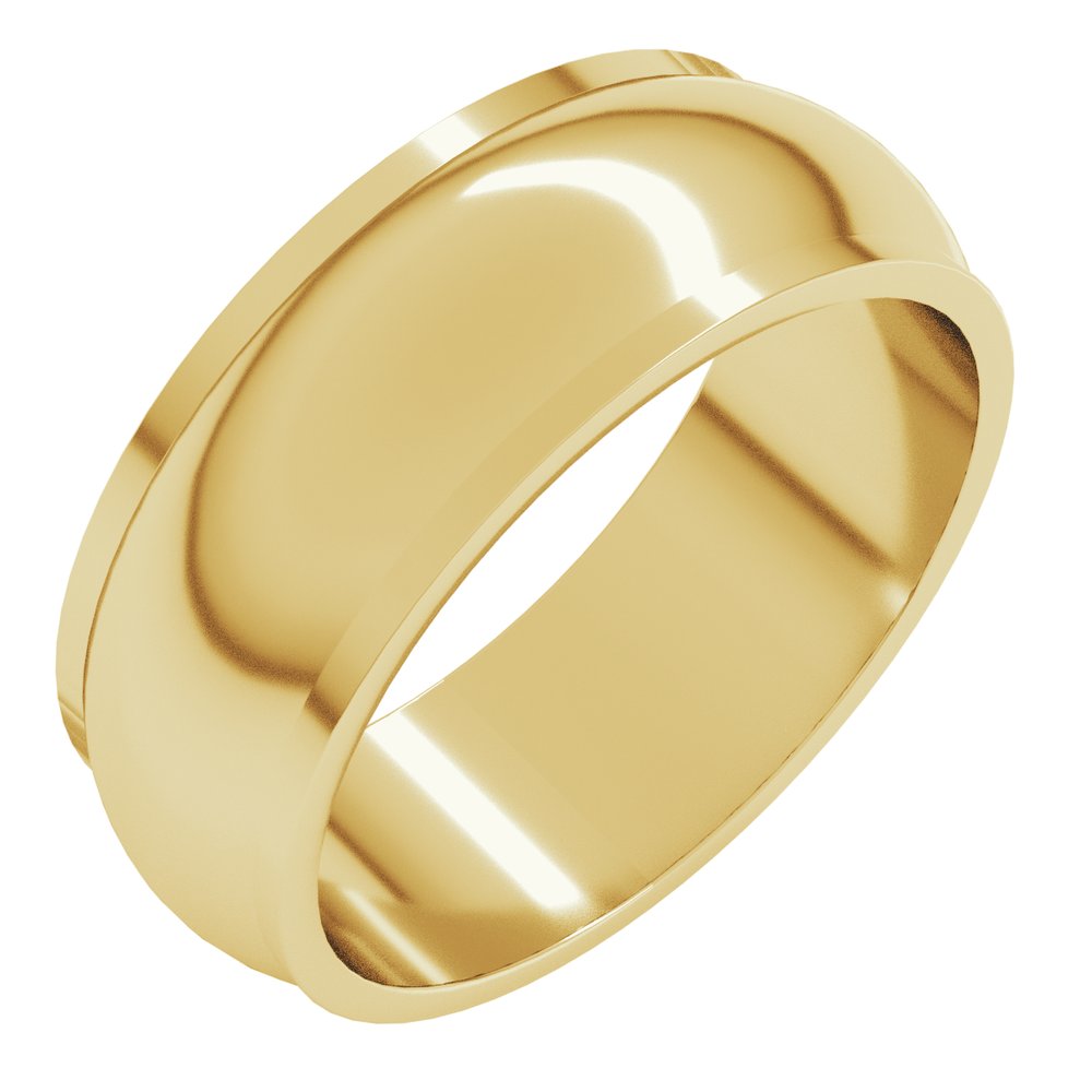 14K Yellow Gold 7 mm Stepped-Edge Half Round Band Size 10