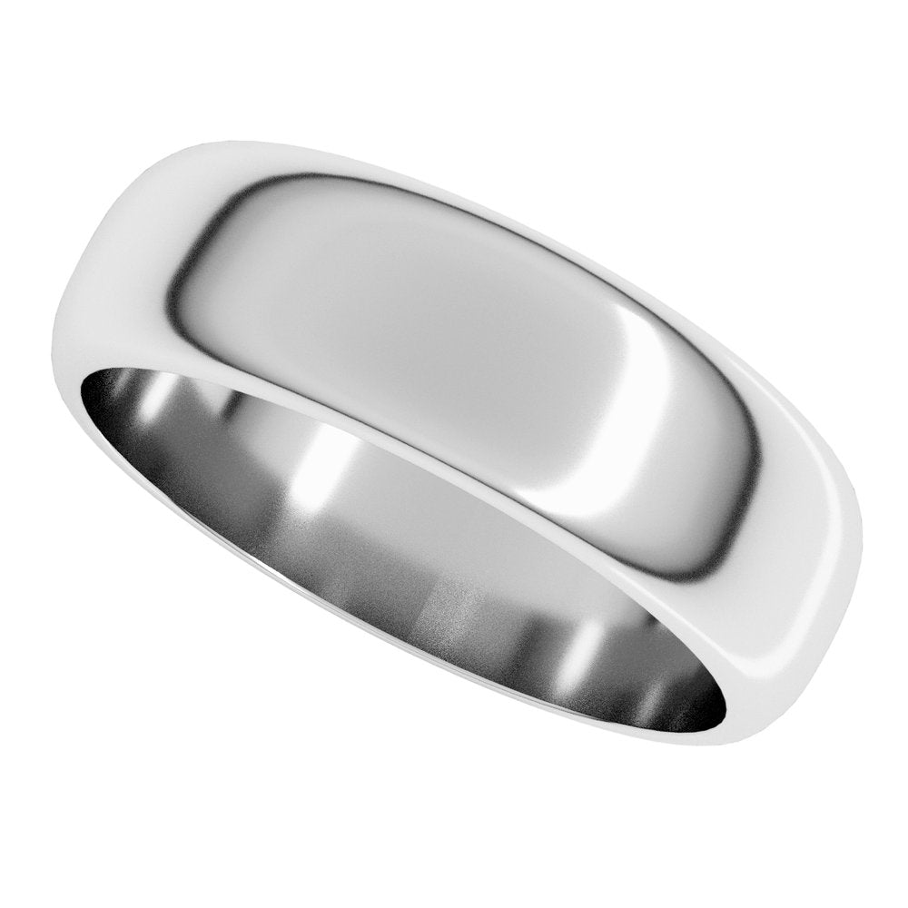 14K White Gold 6 mm Half Round Band Size 6