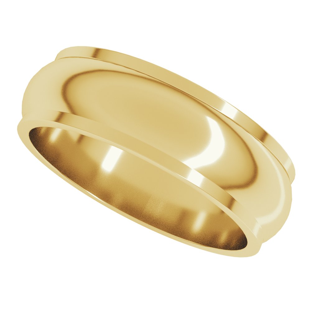 14K Yellow Gold 6 mm Stepped-Edge Half Round Band Size 7