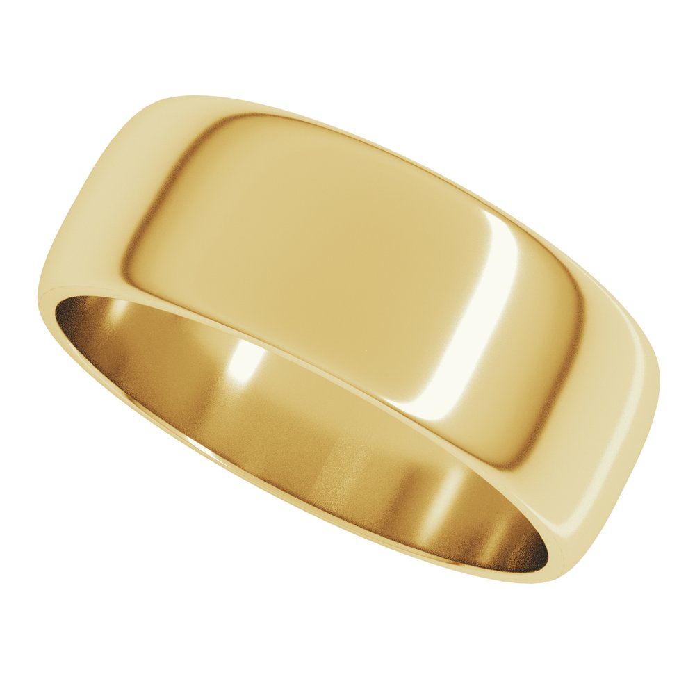 14K Yellow Gold 7 mm Lightweight Half Round Band Size 7