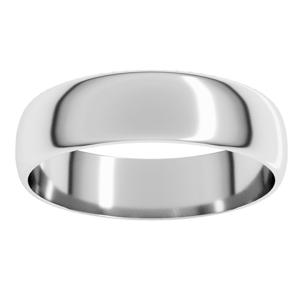 10K White Gold 5 mm Ultra-Lightweight Half Round Band Size 7.5