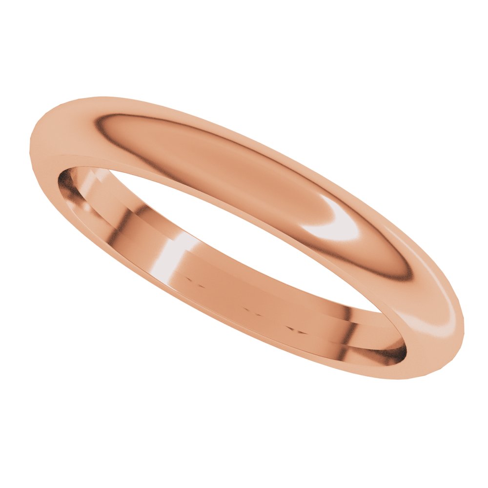 10K Rose Gold 3 mm Comfort-Fit Half Round Band Size 10.5