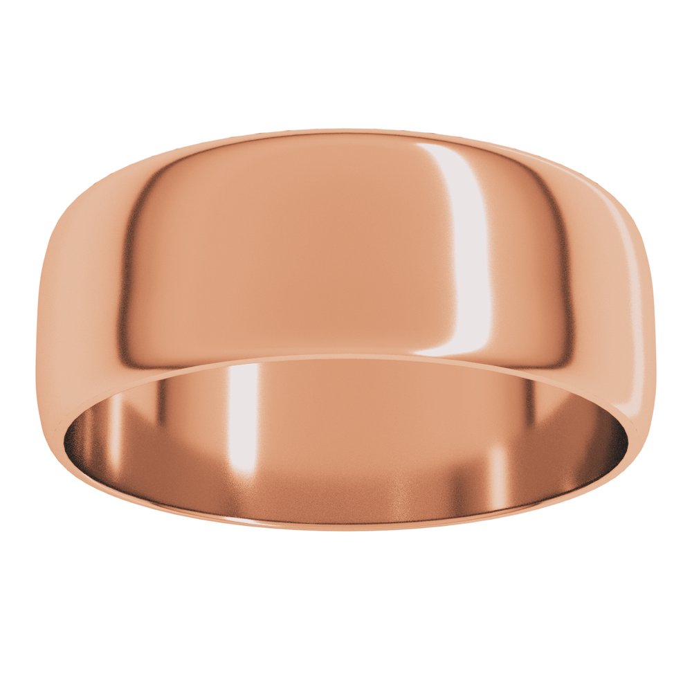 10K Rose Gold 7 mm Ultra-Lightweight Half Round Band Size 11
