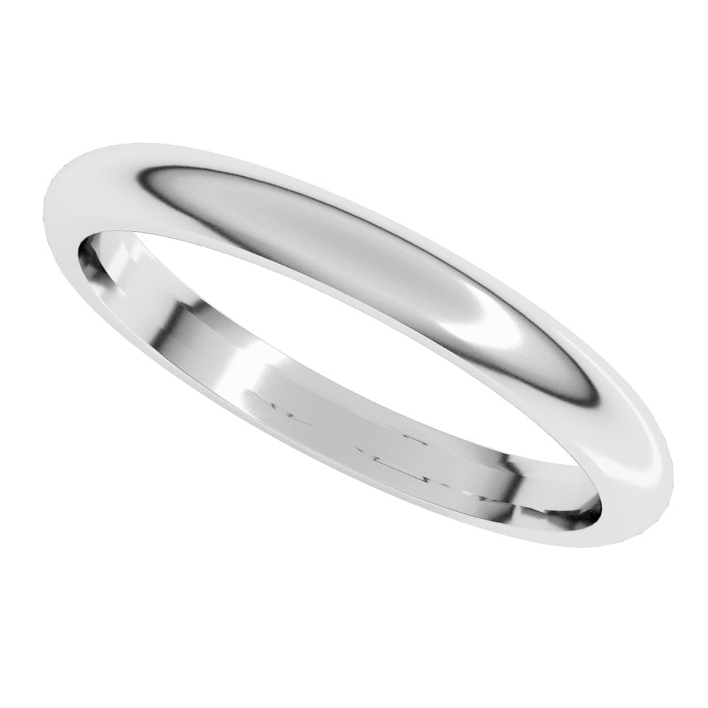 10K White 2.5 mm Half Round Comfort Fit Band Size 6.5