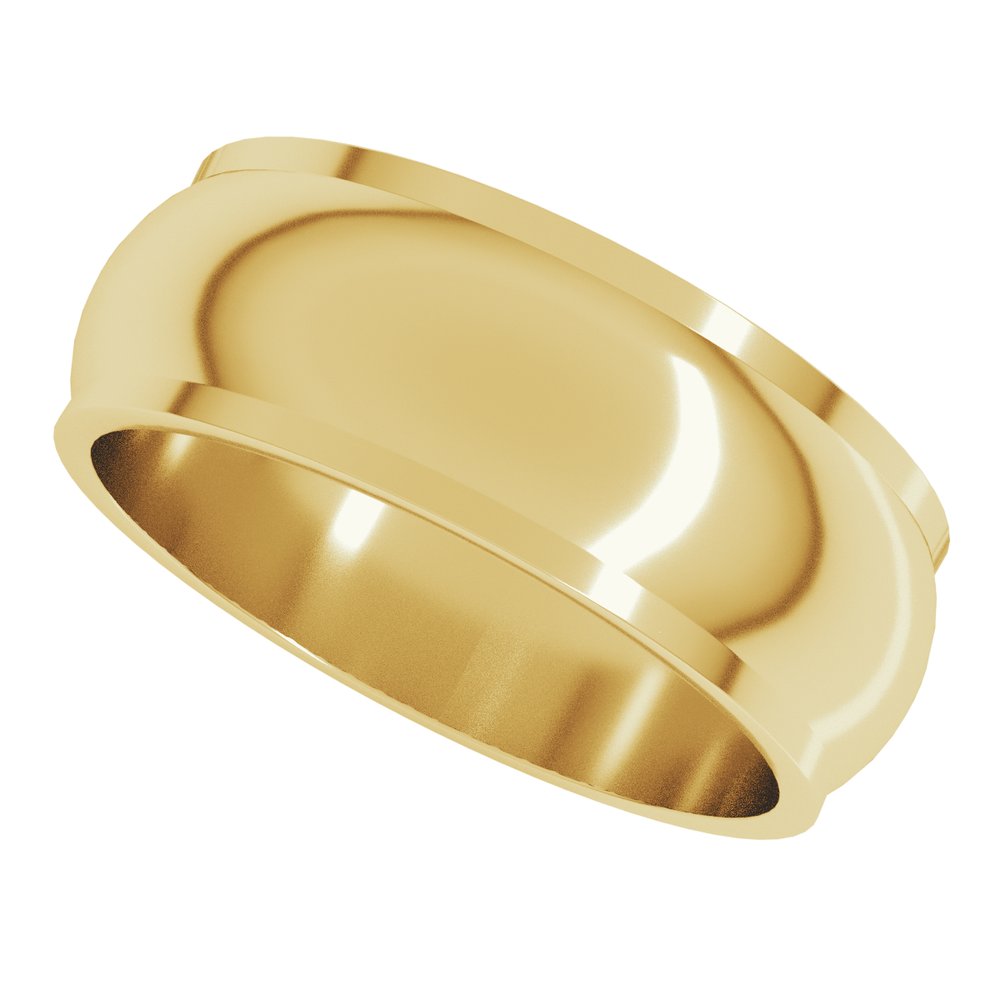 14K Yellow Gold 7 mm Stepped-Edge Half Round Band Size 10