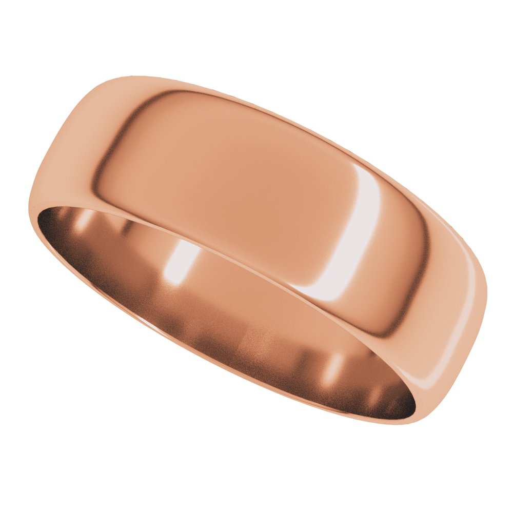 18K Rose 6 mm Ultra-Lightweight Half Round Band Size 7.5