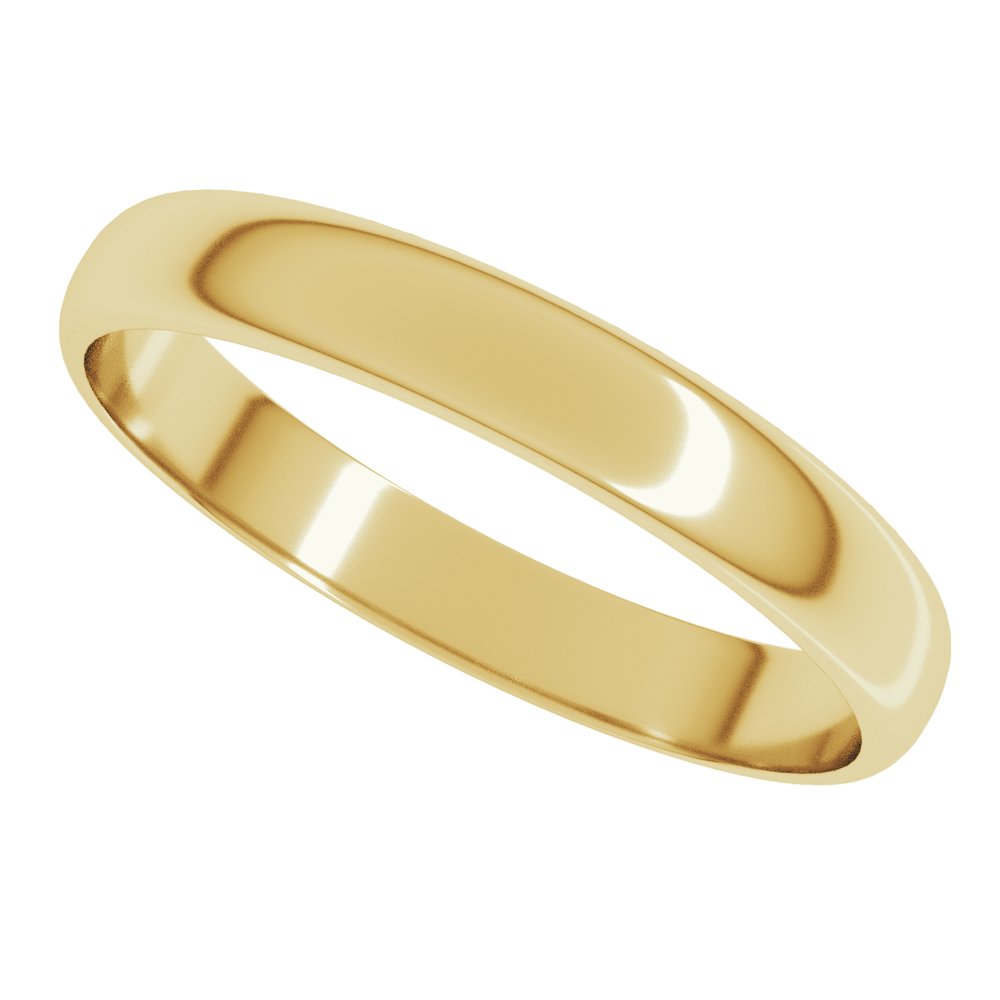 14K Yellow Gold 3 mm Ultra-Lightweight Half Round Band Size 4