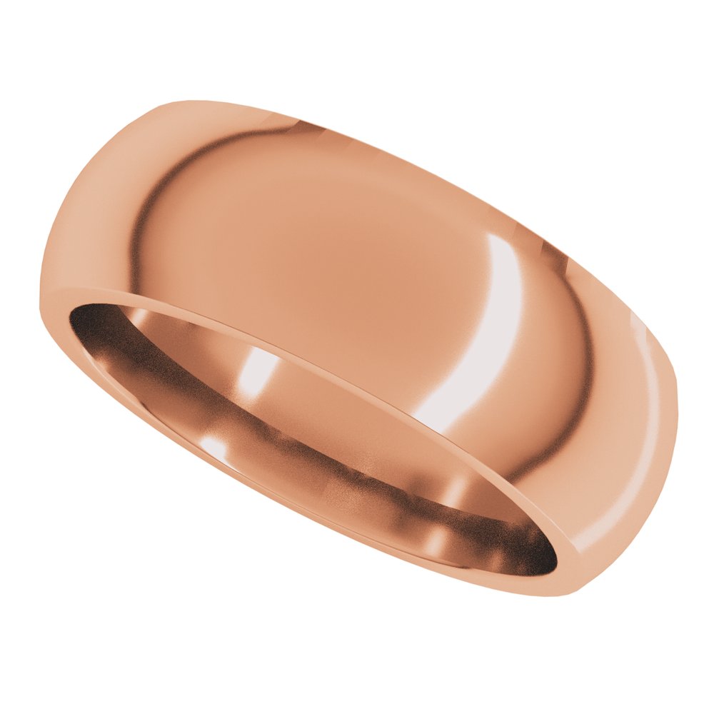 18K Rose Gold 7 mm Comfort-Fit Half Round Band Size 9
