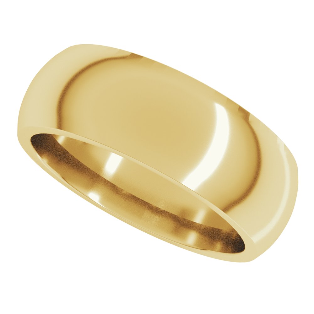 18K Yellow Gold 7 mm Comfort-Fit Half Round Band Size 7.5