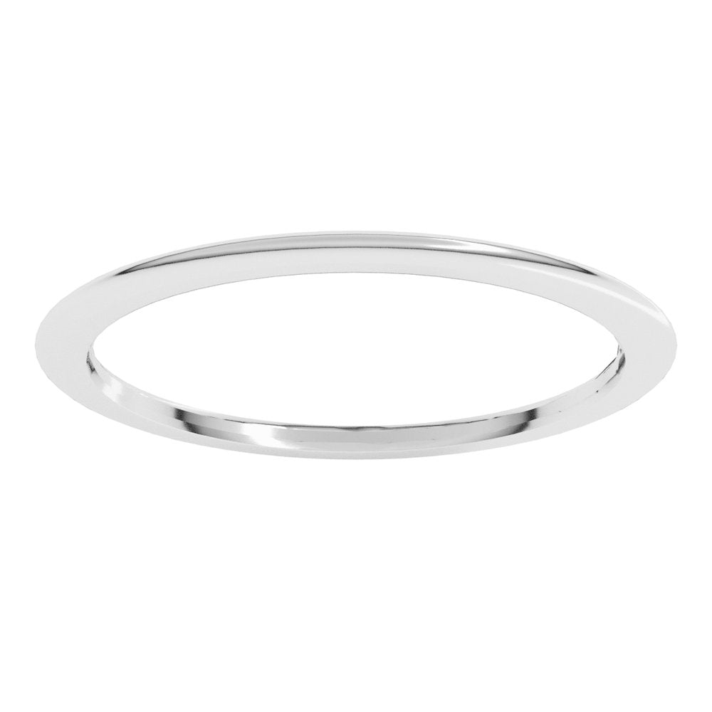 18K White 1 mm Comfort-Fit Half Round Band Size 6.5