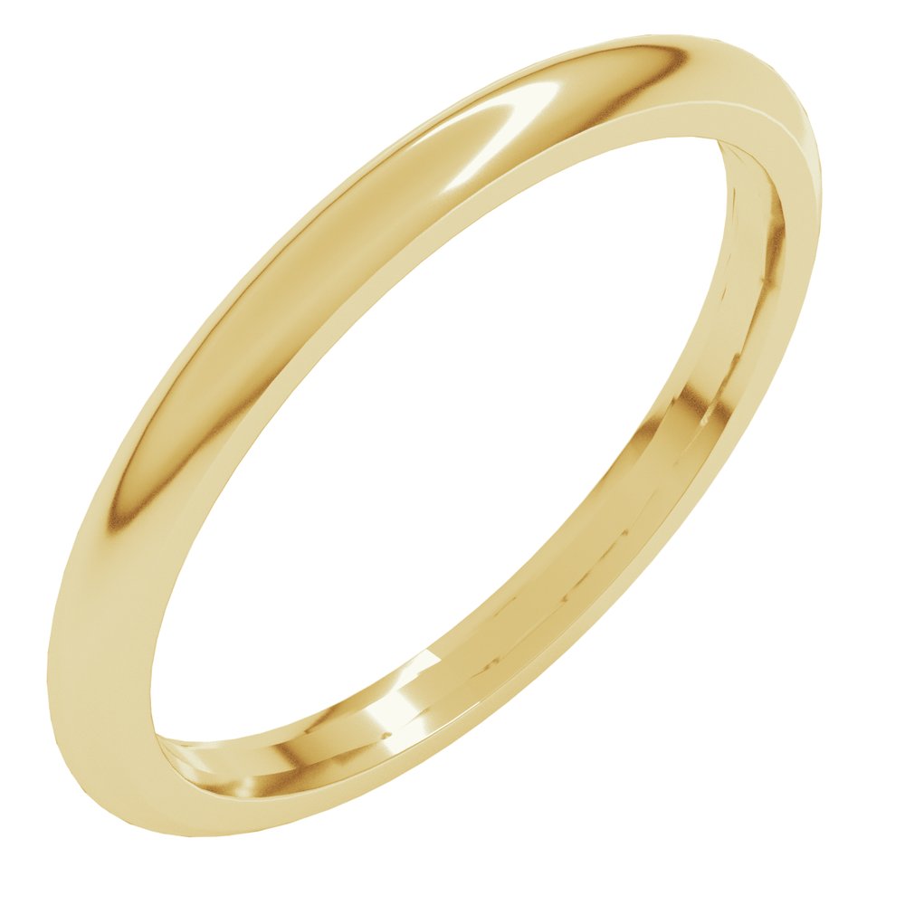 18K Yellow 2 mm Half Round Comfort Fit Band Size 4
