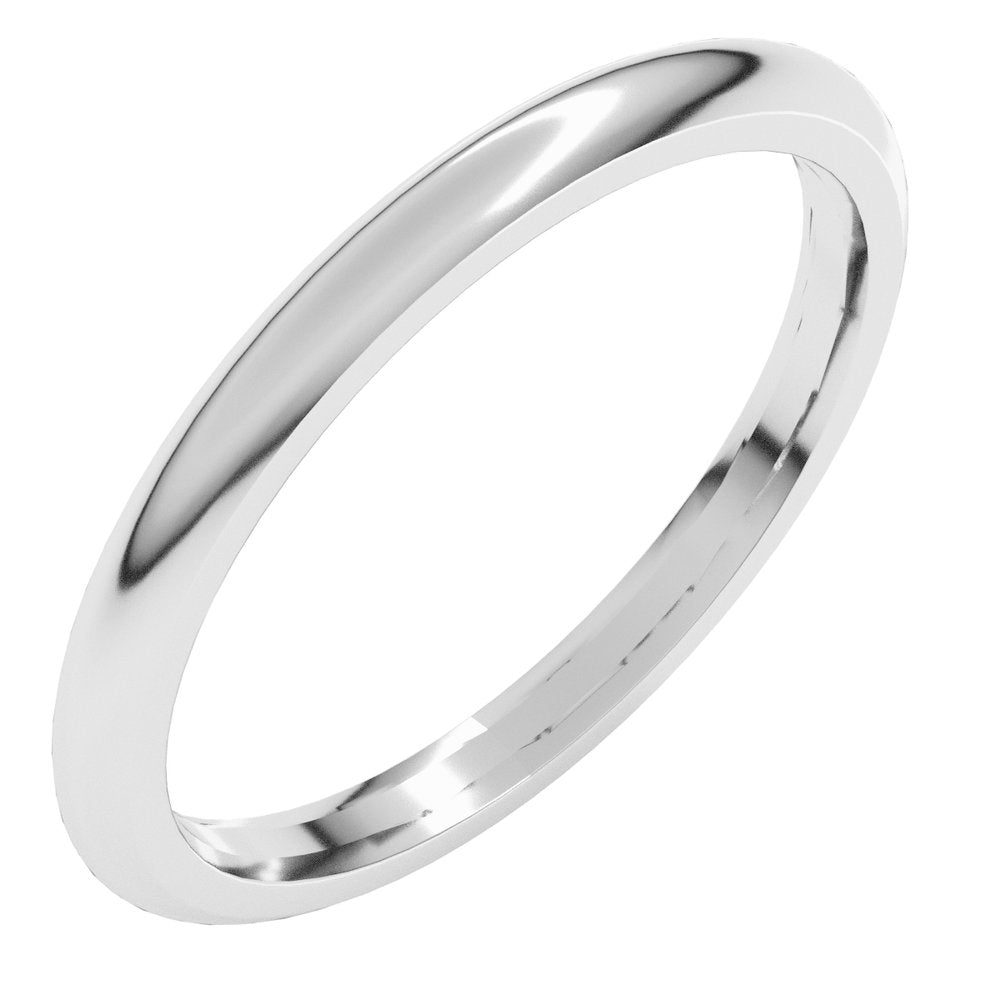 14K X1 White 2 mm Comfort-Fit Half Round Band Size 4.5