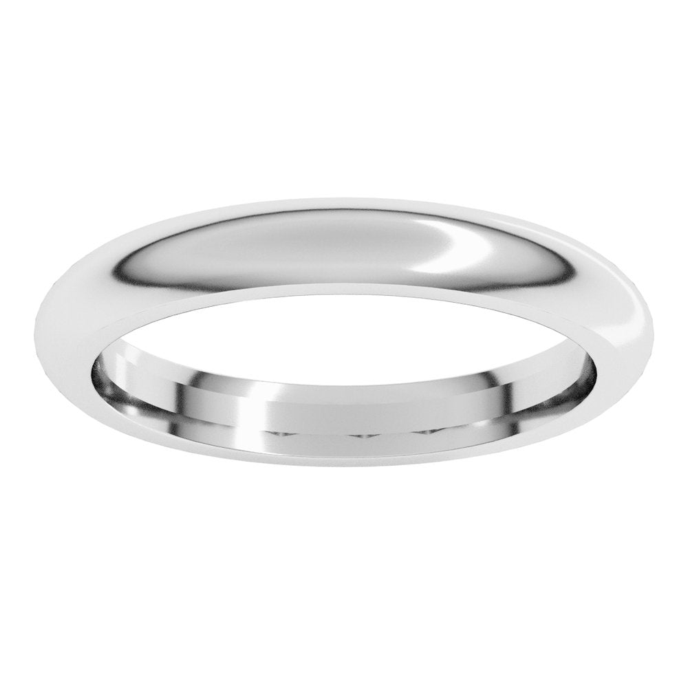 10K White Gold 3 mm Comfort-Fit Half Round Band Size 4
