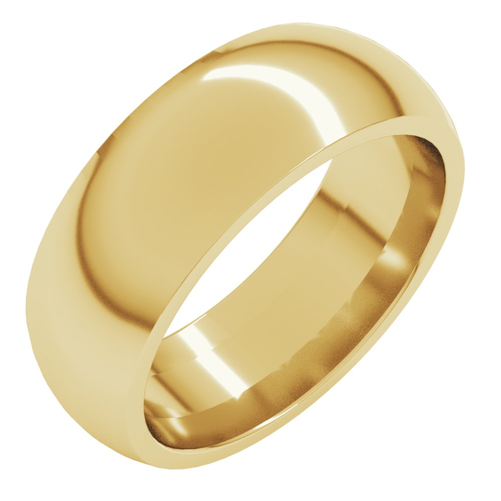 18K Yellow Gold 7 mm Comfort-Fit Half Round Band Size 7.5