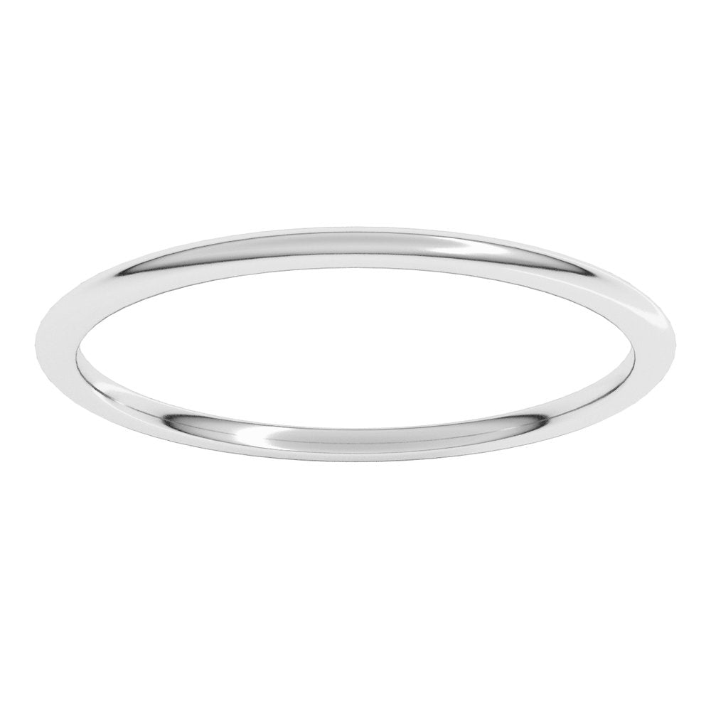 Platinum 1 mm Lightweight Comfort-Fit Half Round Band Size 5