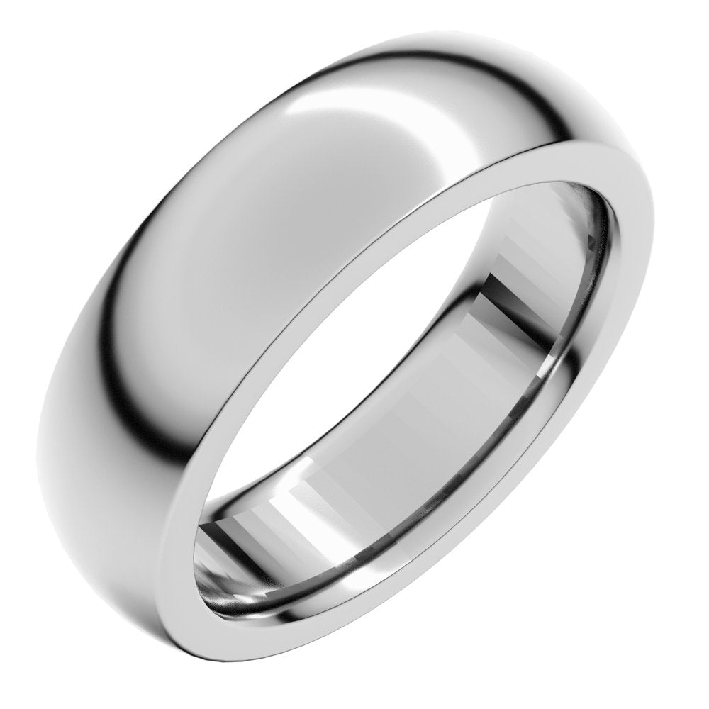14K White Gold 6 mm Heavyweight Comfort-Fit Half Round Band Size 8.5
