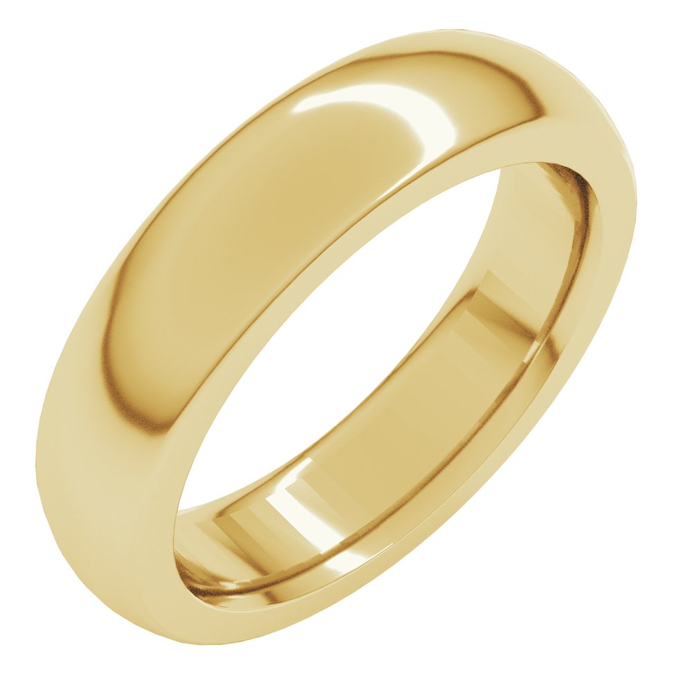 14K Yellow 5 mm Heavyweight Comfort-Fit Half Round Band Size 7