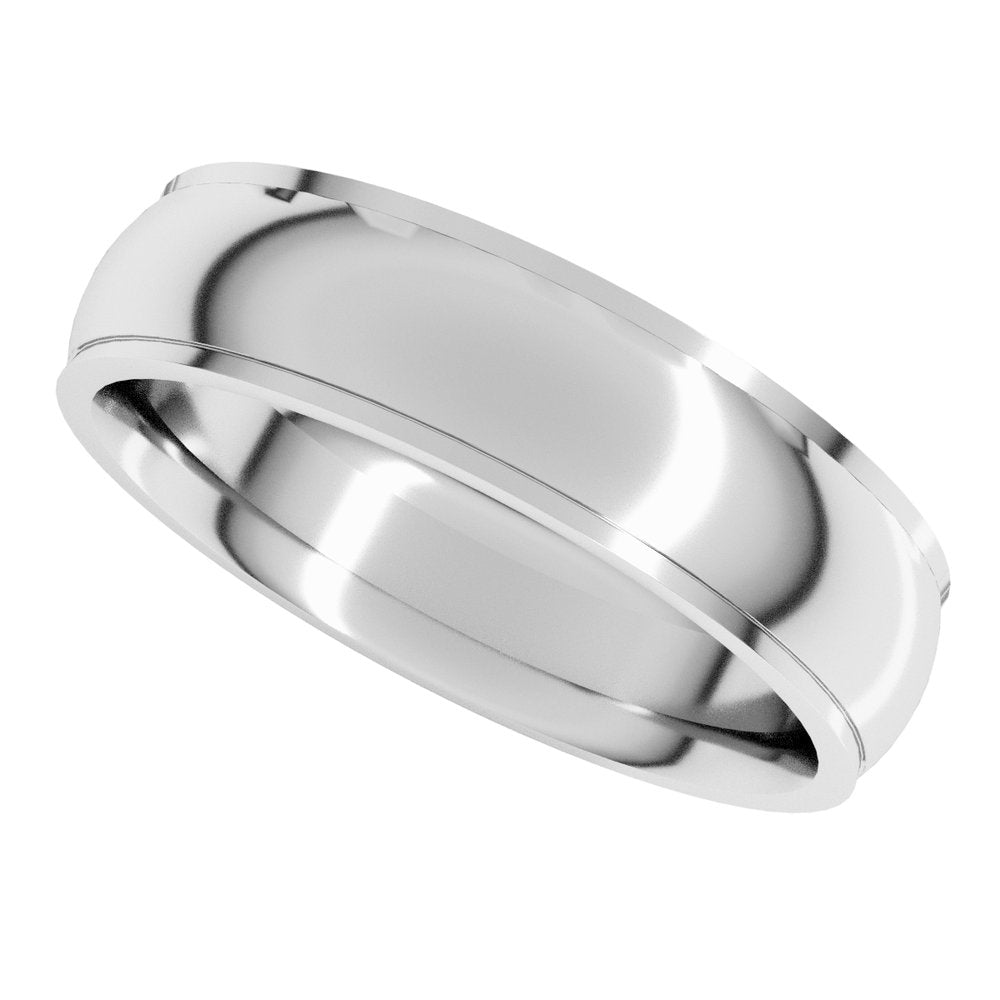 10K White 5 mm Stepped-Edge Comfort-Fit Half Round Band Size 12