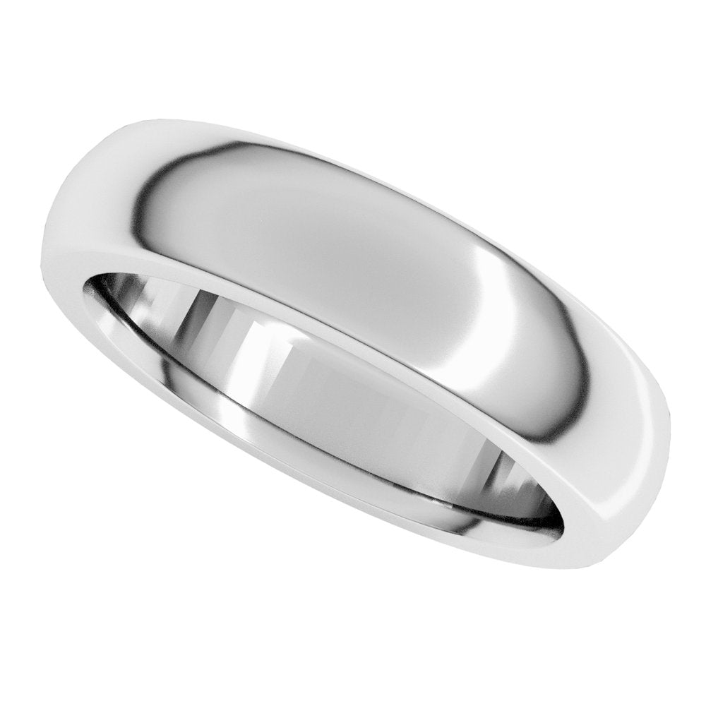 14K White Gold 5 mm Heavyweight Comfort-Fit Half Round Band Size 7.5