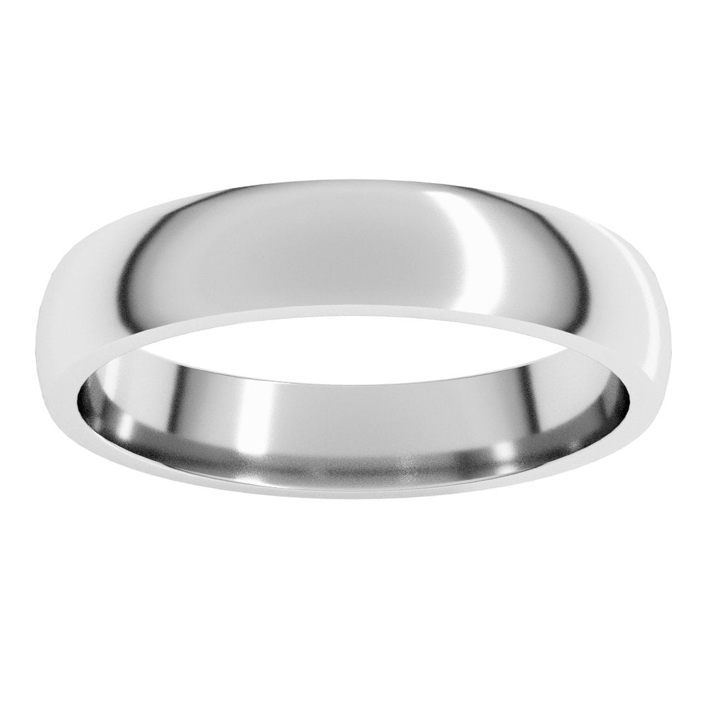 18K White 4 mm Half Round Comfort Fit Light Band Size 9