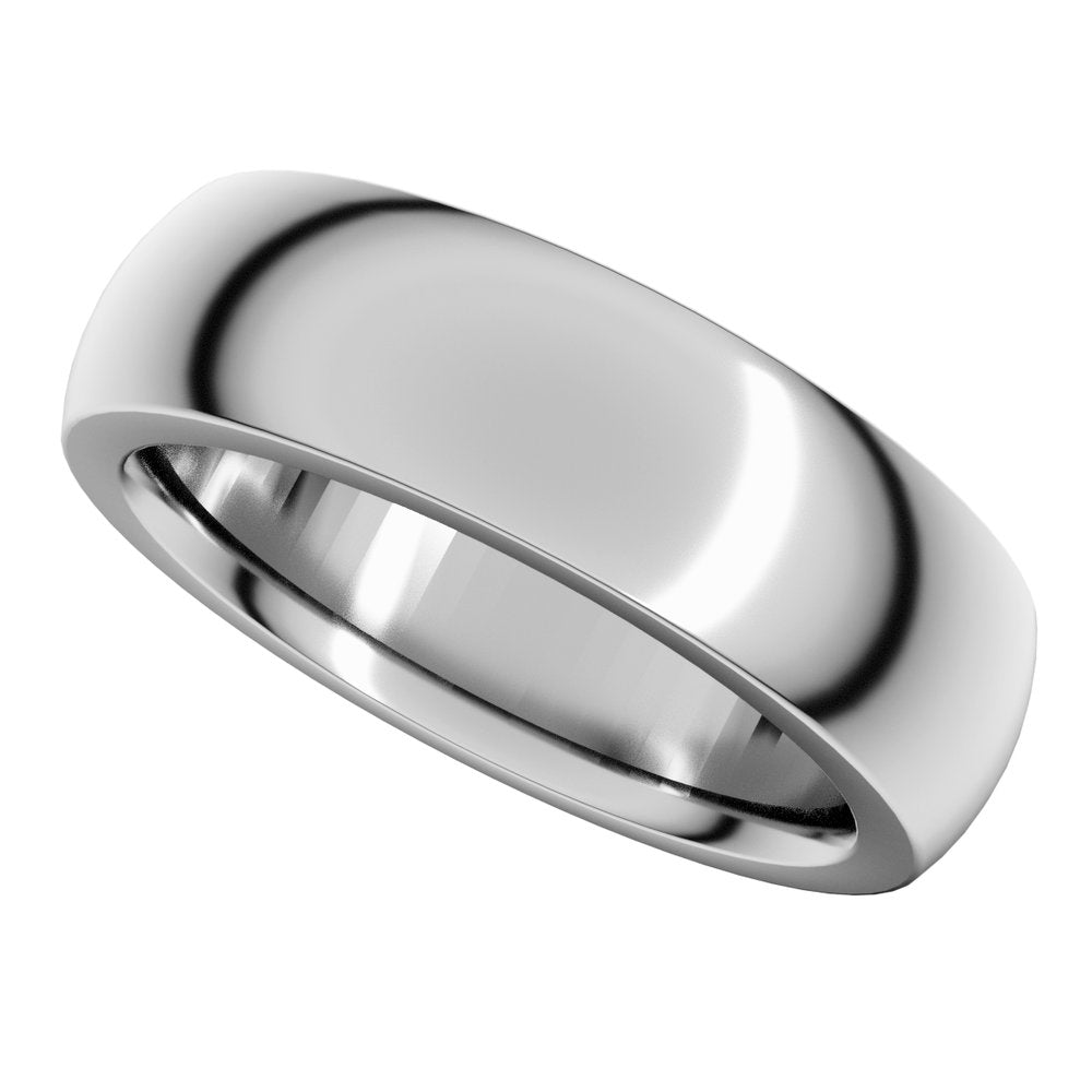14K White Gold 6 mm Heavyweight Comfort-Fit Half Round Band Size 8.5