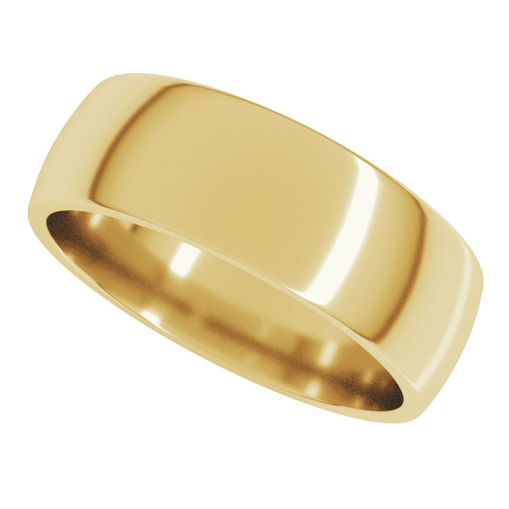 14K Yellow Gold 6.5 mm Lightweight Comfort-Fit Half Round Band Size 8.5