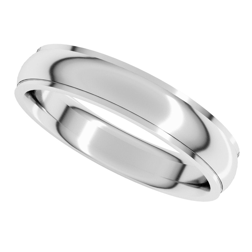 Sterling Silver 4 mm Stepped-Edge Comfort-Fit Half Round Band Size 11