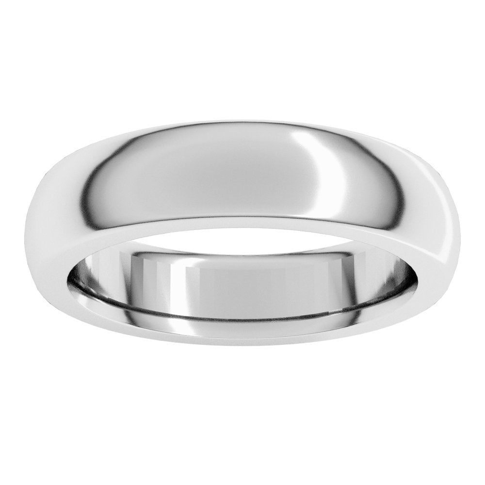14K White Gold 5 mm Heavyweight Comfort-Fit Half Round Band Size 7.5