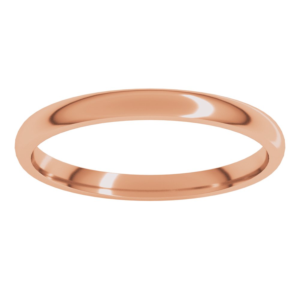 10K Rose Gold 2 mm Lightweight Comfort-Fit Half Round Band Size 6