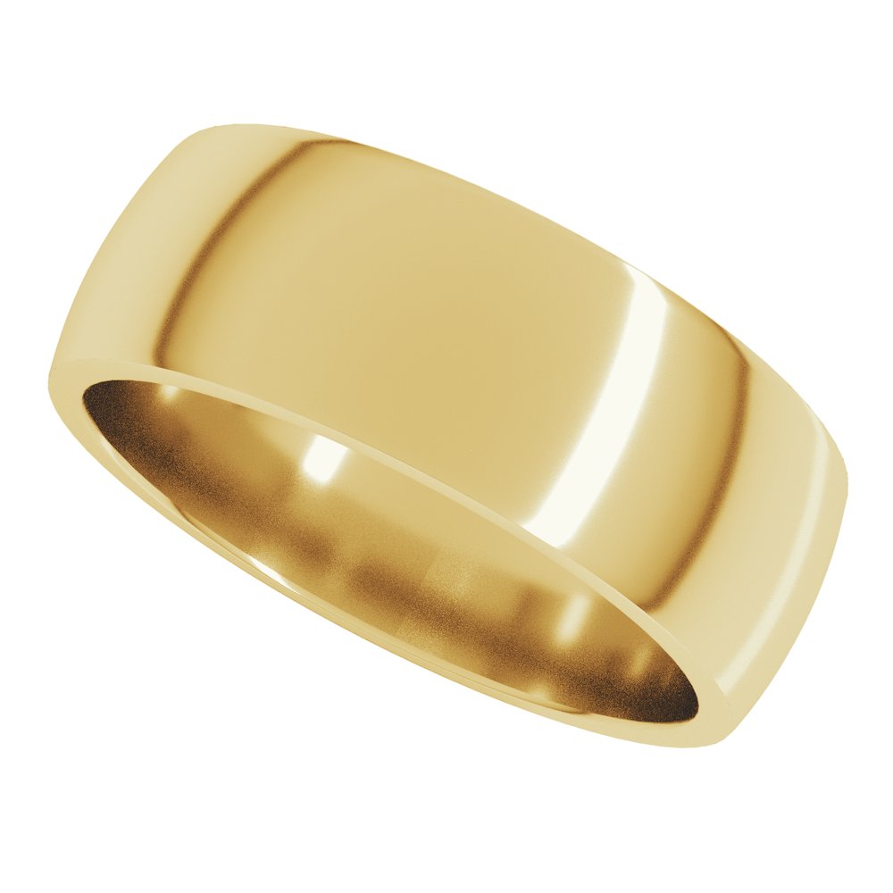 14K Yellow 7 mm Lightweight Comfort-Fit Half Round Band Size 10