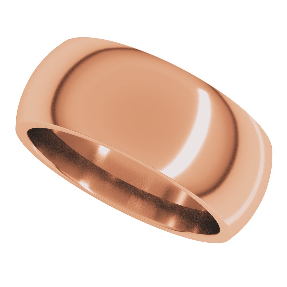14K Rose 8 mm Comfort-Fit Half Round Band Size 9