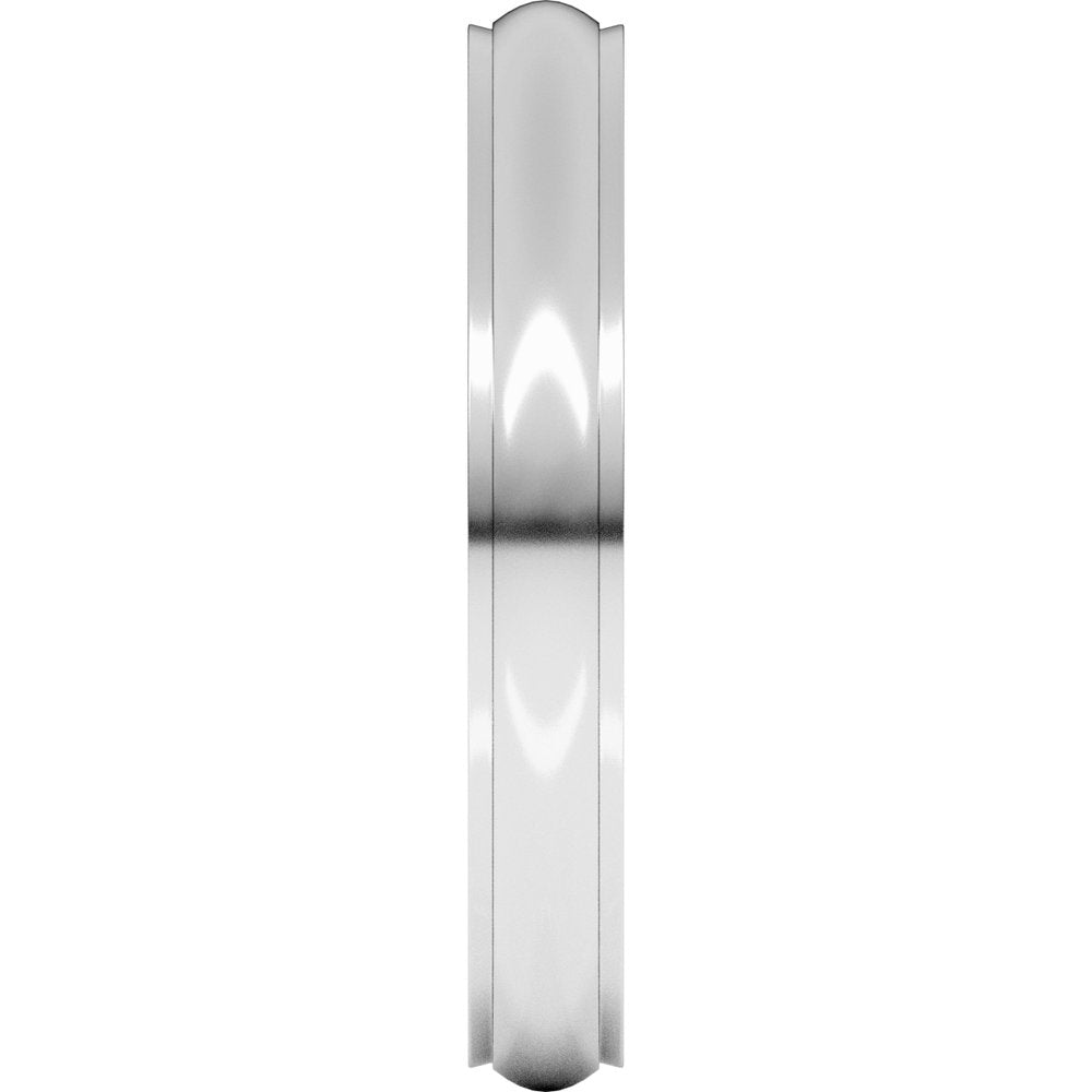 14K White 3 mm Stepped-Edge Comfort-Fit Half Round Band Size 10