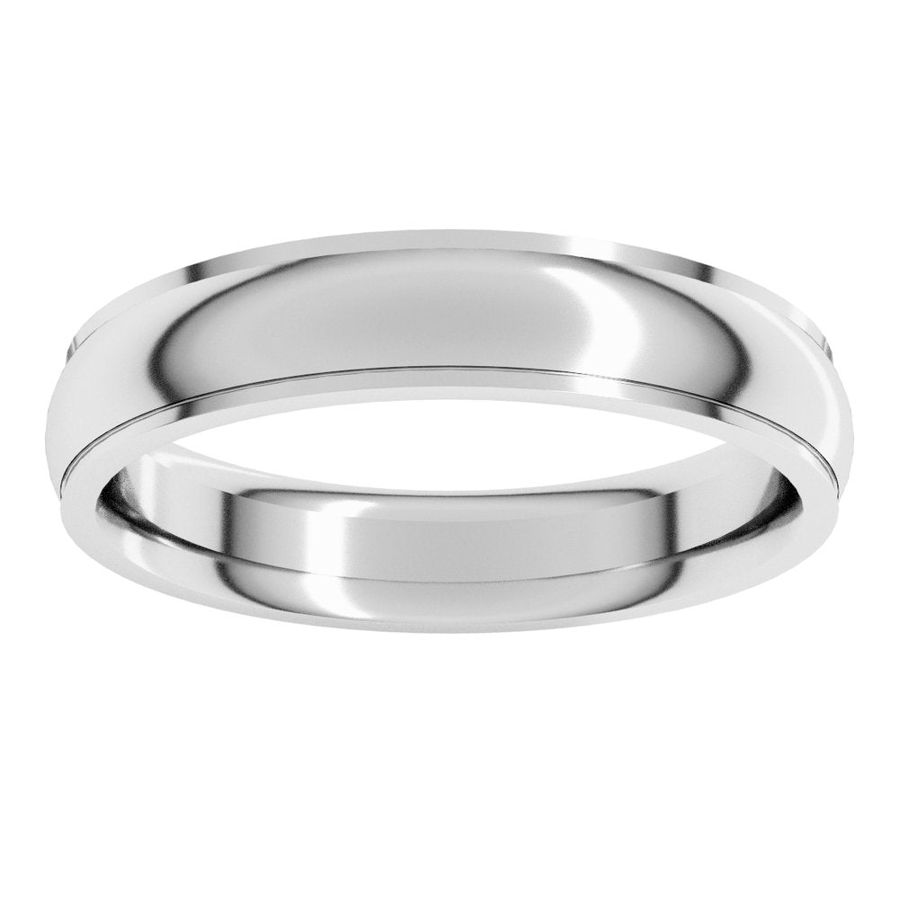 Platinum 4 mm Stepped-Edge Comfort-Fit Half Round Band Size 10