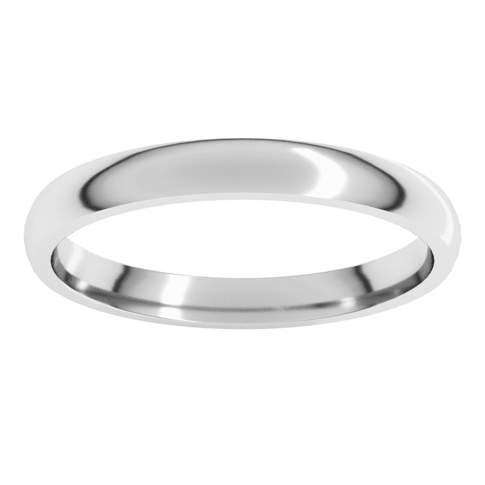 18K Palladium White Gold 2.5 mm Lightweight Comfort-Fit Half Round Band Size 6.5