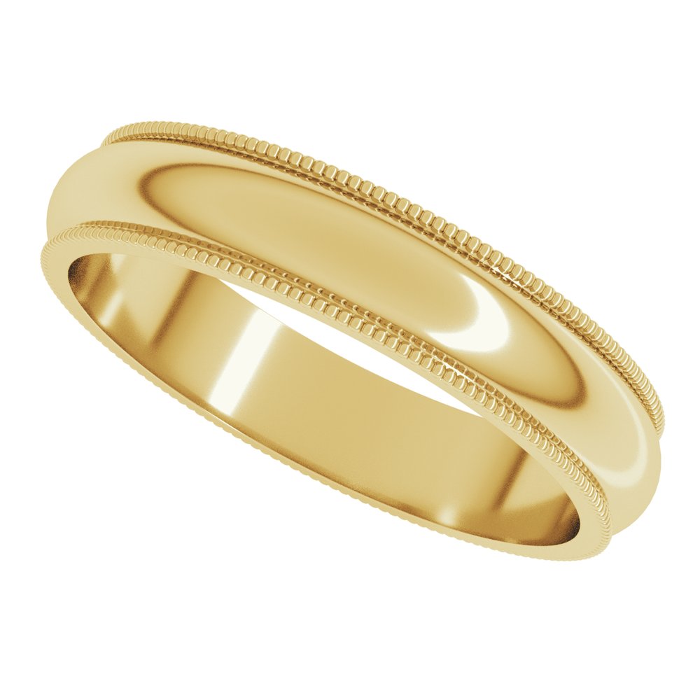 14K Yellow 4 mm Milgrain Half Round Band