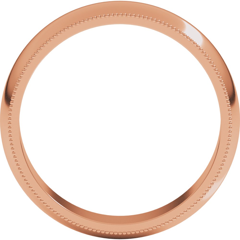 10K Rose Gold 5 mm Milgrain Half Round Band Size 8
