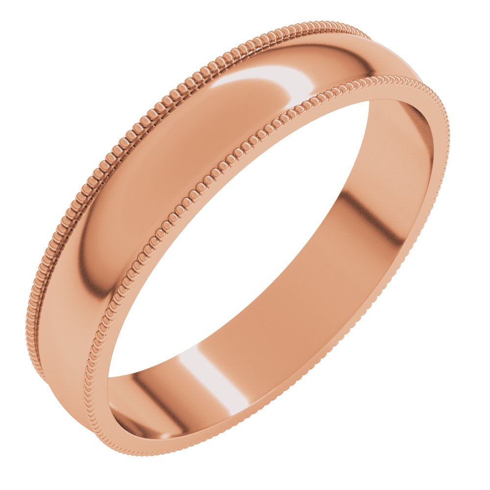 14K Rose Gold 4 mm Lightweight Milgrain Half Round Band Size 11
