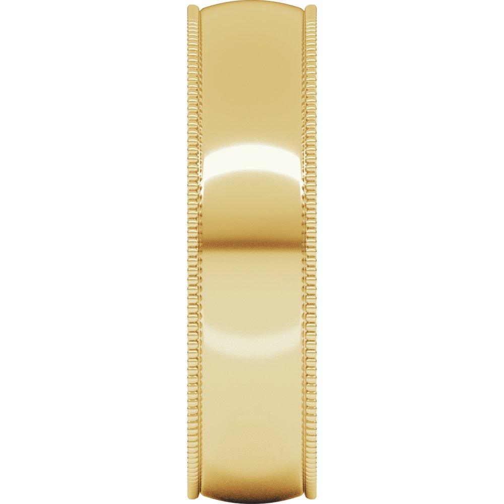 14K Yellow Gold 5 mm Lightweight Milgrain Half Round Band Size 7