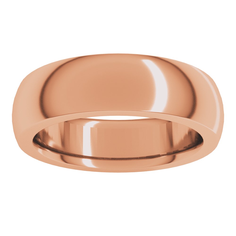 14K Rose Gold 6 mm Heavyweight Comfort-Fit Half Round Band Size 8