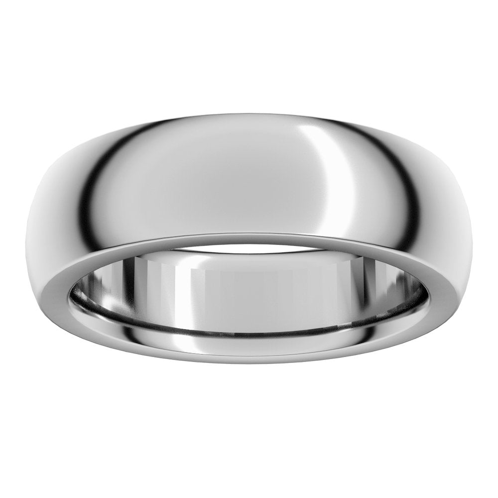 14K White Gold 6 mm Heavyweight Comfort-Fit Half Round Band Size 8.5