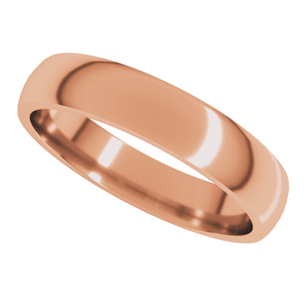 14K Rose Gold 4 mm Lightweight Comfort-Fit Half Round Band Size 6