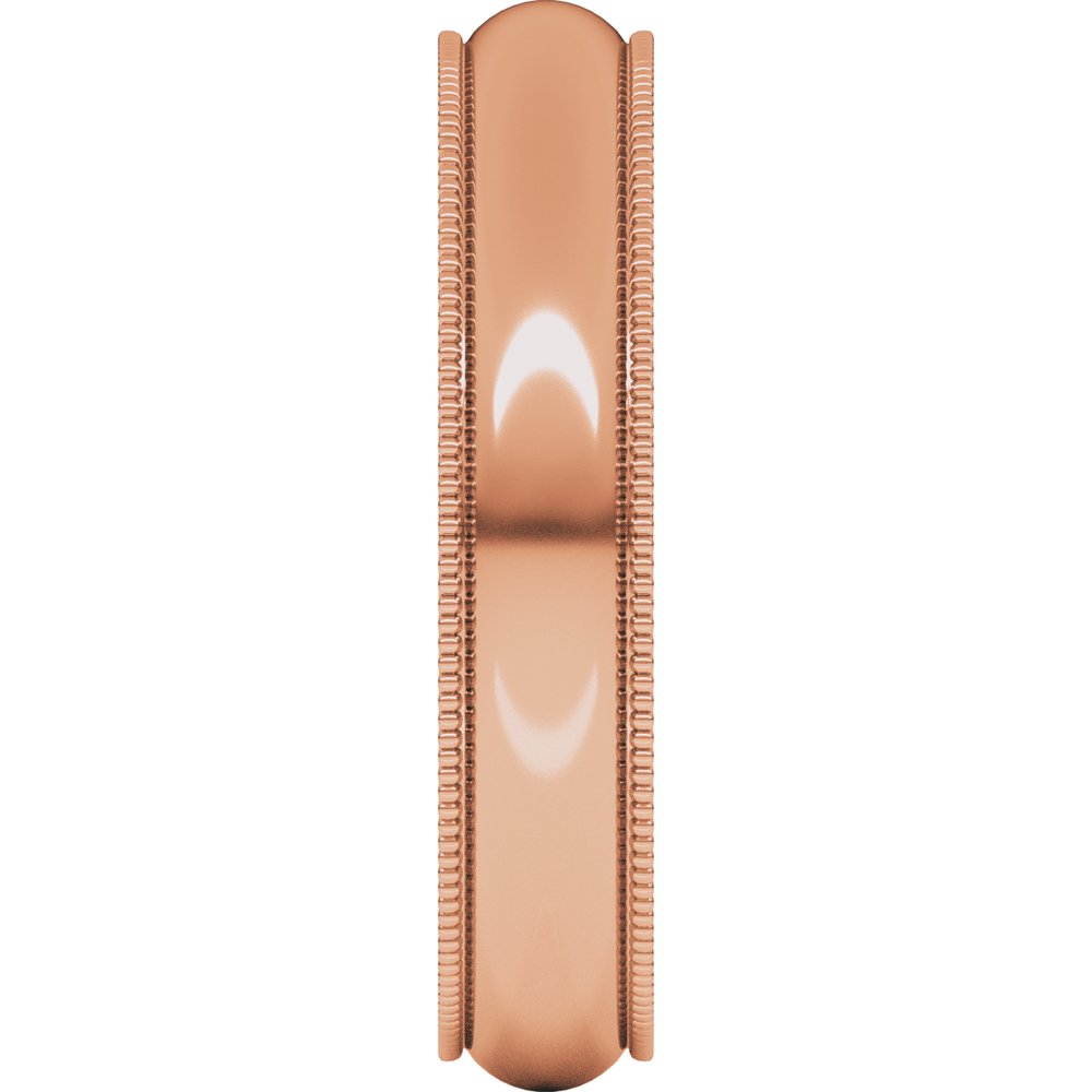 14K Rose 4 mm Milgrain Half Round Band Size 6