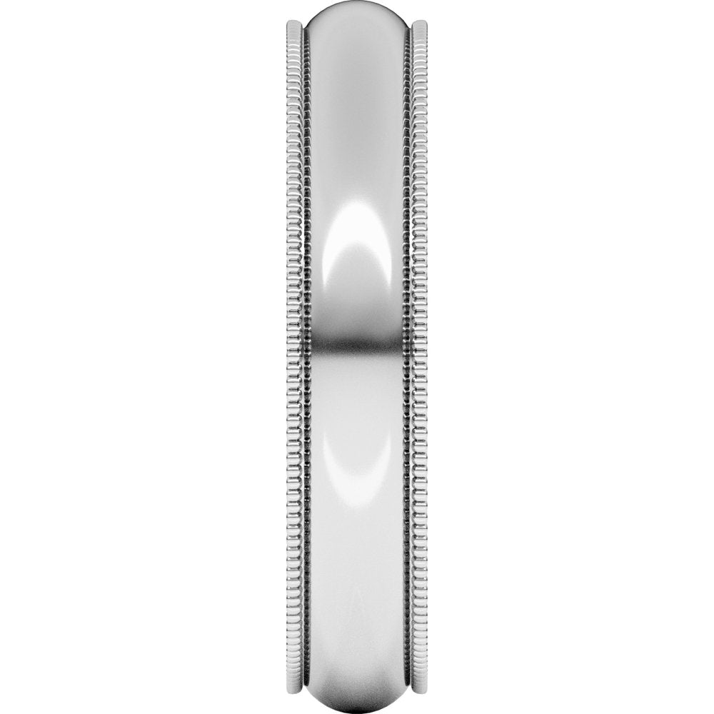 14K White 4 mm Milgrain Half Round Band