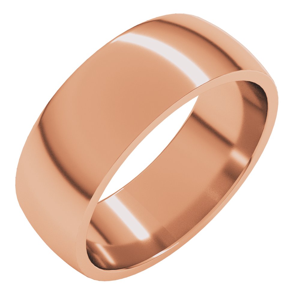 18K Rose Gold 7 mm Lightweight Comfort-Fit Half Round Band Size 8
