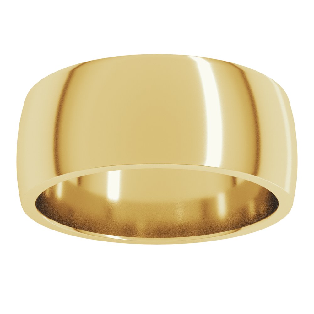 14K Yellow Gold 8 mm Lightweight Comfort-Fit Half Round Band Size 6.5