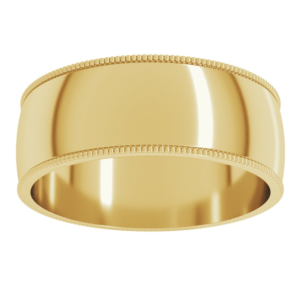 14K Yellow 7 mm Lightweight Milgrain Half Round Band Size 10.5