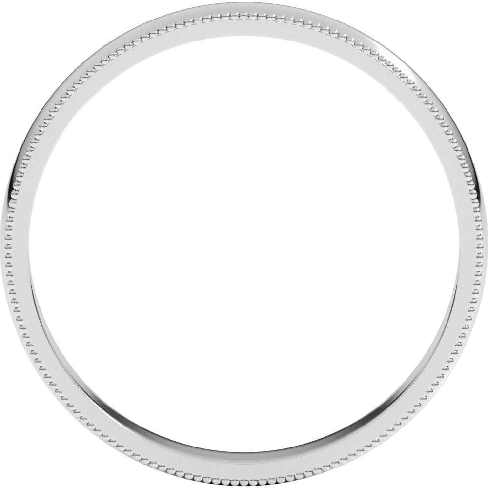 Platinum 3 mm Lightweight Milgrain Half Round Band Size 6.5